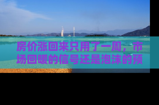 房价涨回来只用了一周，市场回暖的信号还是泡沫的预兆？